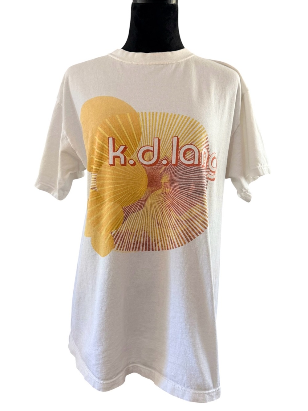 k d lang Vintage Concert T-shirt Yellow Invincible Summer Shirt XL Extra Large